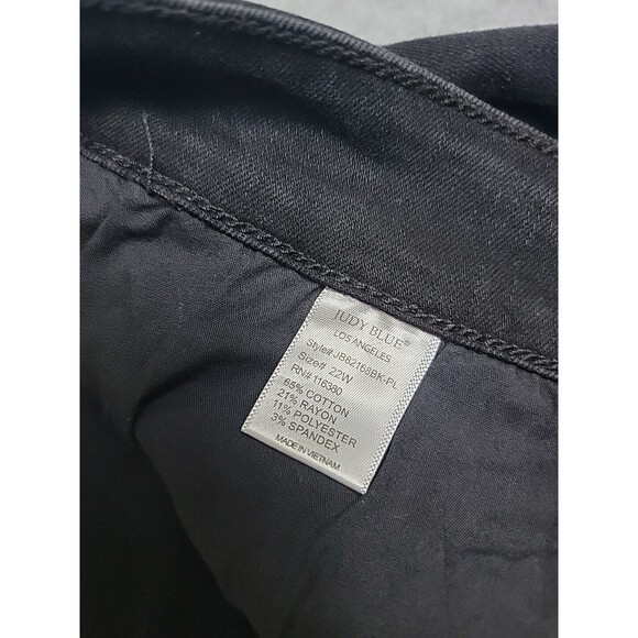 Judy Blue Jeans Womens 22W 42x27 Skinny Black Distressed High Rise Stretch Plus - Picture 10 of 13